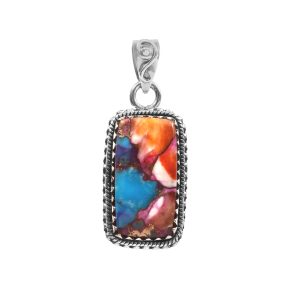 Pink Dahlia Turquoise 1" 925 Sterling Silver Pendant (REXT11-323)
