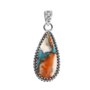 Spiny Oyster Turquoise 1.5" 925 Sterling Silver Pendant (REXT11-310)