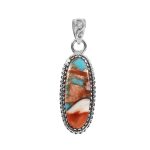 Spiny Oyster Turquoise 1.5" 925 Sterling Silver Pendant (REXT11-313)