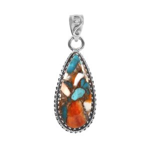 Spiny Oyster Turquoise 1.5" 925 Sterling Silver Pendant (REXT11-314)