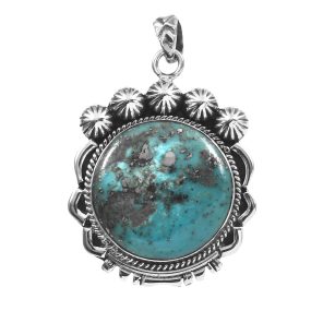 Morenci Turquoise 1.5" 925 Sterling Silver Pendant (RS102-73)