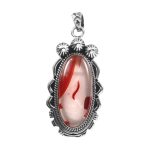 Red Botswana lace Agate 1.5" 925 Sterling Silver Pendant (RS102-65)