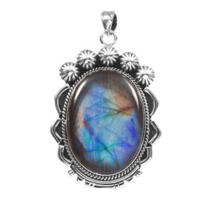 Labradorite 1.5" 925 Sterling Silver Pendant (RS102-63)