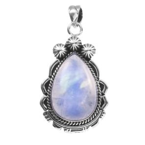 Rainbow Moonstone 1.5" 925 Sterling Silver Pendant (RS102-61)