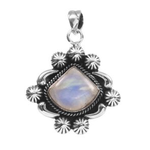 Rainbow Moonstone 1.5" 925 Sterling Silver Pendant (RS102-60)
