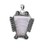 Blue lace Agate 1.5" 925 Sterling Silver Pendant (RS17-494)
