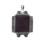 Blue Goldstone 1.75" 925 Sterling Silver Pendant (RS17-508)