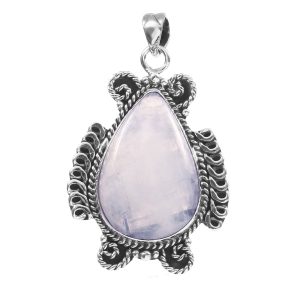 Rainbow Moonstone 1.5" 925 Sterling Silver Pendant (RS17-491)