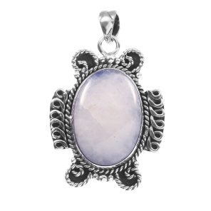 Rainbow Moonstone 1.5" 925 Sterling Silver Pendant (RS17-492)