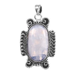 Rainbow Moonstone 1.5" 925 Sterling Silver Pendant (RS17-493)