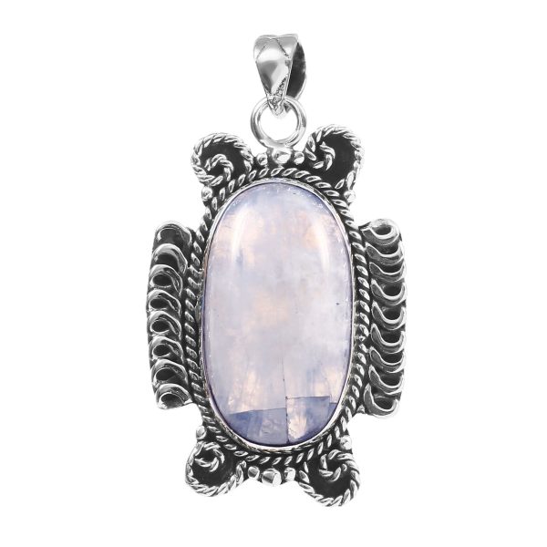 Rainbow Moonstone 1.5" 925 Sterling Silver Pendant (RS17-493)