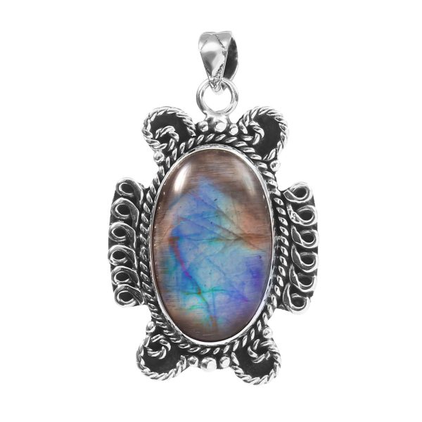 Labradorite 1.5" 925 Sterling Silver Pendant (RS17-496)