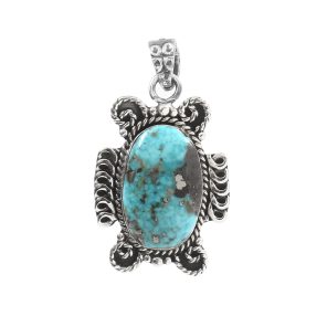 Morenci Turquoise 1.25" 925 Sterling Silver Pendant (RS17-468)