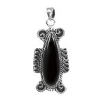 Black Onyx 1.5" 925 Sterling Silver Pendant (RS17-487)