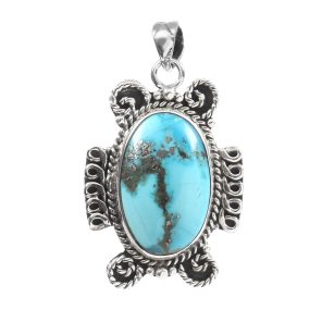 Morenci Turquoise 1.25" 925 Sterling Silver Pendant (RS17-467)