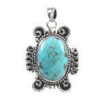 Kingman Turquoise 1.25" 925 Sterling Silver Pendant (RS17-466)