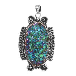 Titanium Druzy 1.75" 925 Sterling Silver Pendant (RS17-507)
