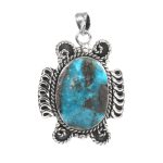 Morenci Turquoise 1.25" 925 Sterling Silver Pendant (RS17-465)