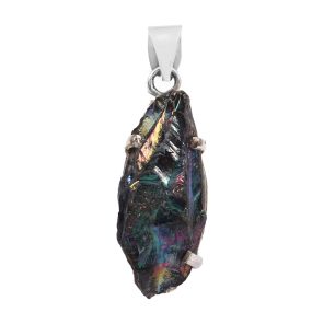 Titanium Coated Quartz Cluster 1.5" 925 Sterling Silver Pendant (RS100-200)