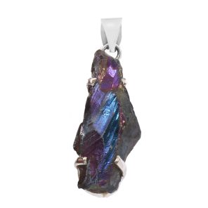 Titanium Coated Quartz Cluster 1.5" 925 Sterling Silver Pendant (RS100-201)