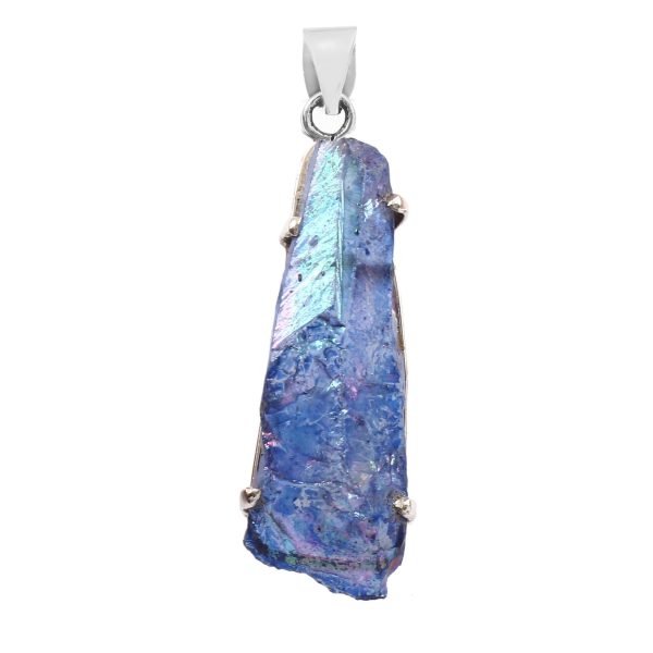 Titanium Coated Quartz Cluster 1.5" 925 Sterling Silver Pendant (RS100-205)
