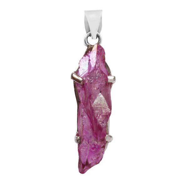 Titanium Coated Quartz Cluster 1.5" 925 Sterling Silver Pendant (RS100-211)