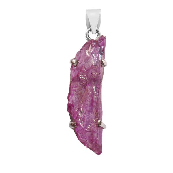 Titanium Coated Quartz Cluster 1.5" 925 Sterling Silver Pendant (RS100-214)
