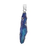 Titanium Coated Quartz Cluster 1.5" 925 Sterling Silver Pendant (RS100-218)