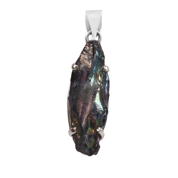 Titanium Coated Quartz Cluster 1.5" 925 Sterling Silver Pendant (RS100-220)
