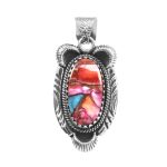 Pink Dahlia Turquoise 1.5" 925 Sterling Silver Pendant (REXT11-236)
