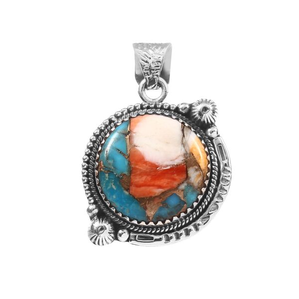 Spiny Oyster Turquoise 1.5" 925 Sterling Silver Pendant (REXT11-266)