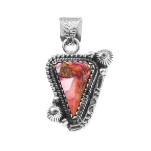 Pink Dahlia Turquoise 1.25" 925 Sterling Silver Pendant (REXT11-242)