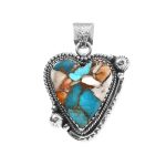 Spiny Oyster Turquoise 1.5" 925 Sterling Silver Pendant (REXT11-269)