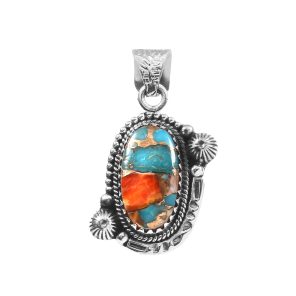 Spiny Oyster Turquoise 1.25" 925 Sterling Silver Pendant (REXT11-271)