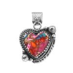 Pink Dahlia Turquoise 1.25" 925 Sterling Silver Pendant (REXT11-246)