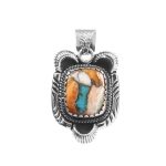 Spiny Oyster Turquoise 1.25" 925 Sterling Silver Pendant (REXT11-272)
