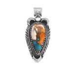 Spiny Oyster Turquoise 1.5" 925 Sterling Silver Pendant (REXT11-274)