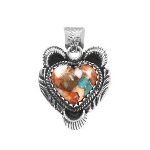 Spiny Oyster Turquoise 1" 925 Sterling Silver Pendant (REXT11-278)