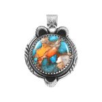 Spiny Oyster Turquoise 1.5" 925 Sterling Silver Pendant (REXT11-279)