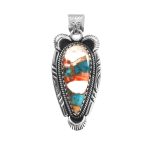 Spiny Oyster Turquoise 1.5" 925 Sterling Silver Pendant (REXT11-281)