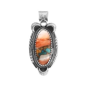 Spiny Oyster Turquoise 1.5" 925 Sterling Silver Pendant (REXT11-282)