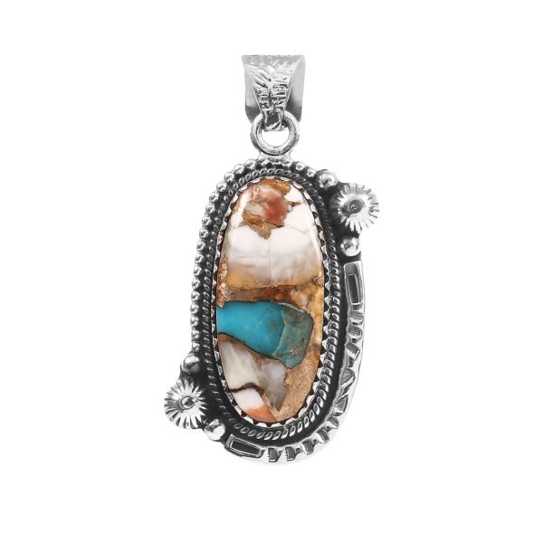 Spiny Oyster Turquoise 1.5" 925 Sterling Silver Pendant (REXT11-283)