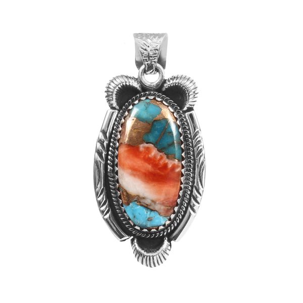 Spiny Oyster Turquoise 1.5" 925 Sterling Silver Pendant (REXT11-284)