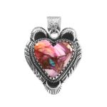 Pink Dahlia Turquoise 1.25" 925 Sterling Silver Pendant (REXT11-254)