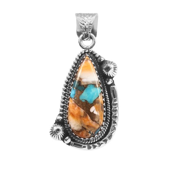 Spiny Oyster Turquoise 1.5" 925 Sterling Silver Pendant (REXT11-285)