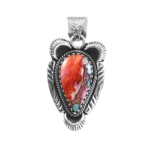 Pink Dahlia Turquoise 1.25" 925 Sterling Silver Pendant (REXT11-256)