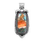 Spiny Oyster Turquoise 1.5" 925 Sterling Silver Pendant (REXT11-291)
