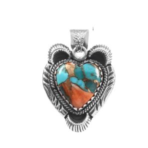 Spiny Oyster Turquoise 1" 925 Sterling Silver Pendant (REXT11-296)