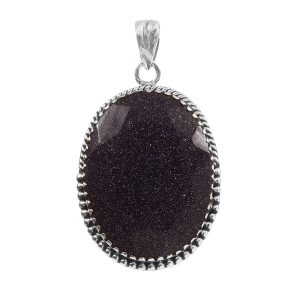 Blue Goldstone  1.5" 925 Sterling Silver Pendant (RS6-4)