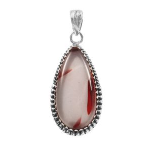 Red Botswana Lace Agate 1.75" 925 Sterling Silver Pendant (RS6-8)